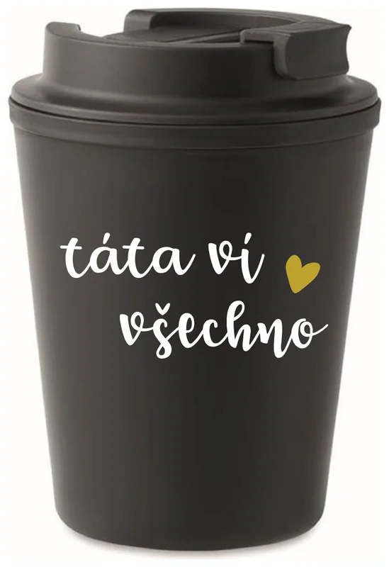 TÁTA VÍ VŠECHNO - černý termohrnek 300 ml