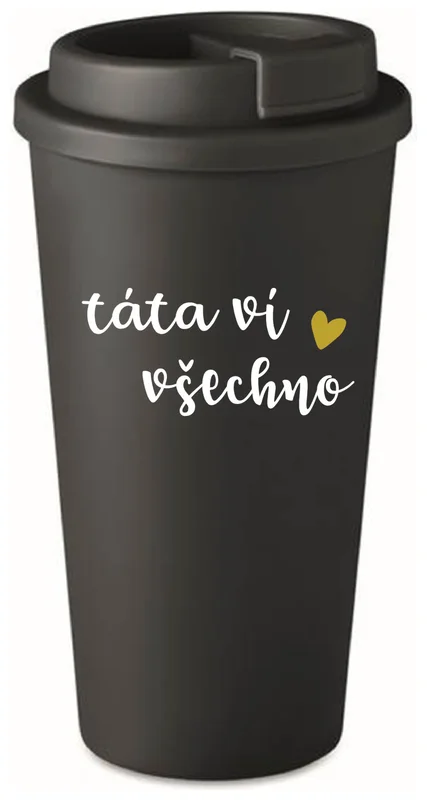 TÁTA VÍ VŠECHNO - černý termohrnek 475 ml